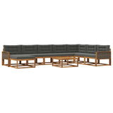 Set di divani da esterno con cuscino 9 pcs Naturale e Antracite