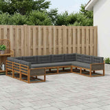 Set di divani da esterno con cuscino 9 pcs Naturale e Antracite