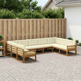 Set di divani da esterno con cuscino 9 pcs Naturale e Crema
