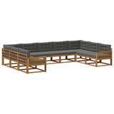 Set di divani da esterno con cuscino 9 pcs Naturale e Antracite