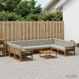 Set di divani da esterno 10 pcs Naturale e Grigio Chiaro