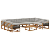 Set di divani da esterno 10 pcs Naturale e Grigio Chiaro