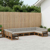 Set di divani da esterno 10 pcs Naturale e Grigio Chiaro