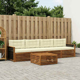 Set di divani da esterno con cuscino 5 pcs Naturale e Crema
