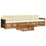 Set di divani da esterno con cuscino 5 pcs Naturale e Crema