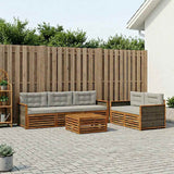 Set di divani da esterno 6 pcs Naturale e Grigio Chiaro