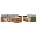 Set di divani da esterno 6 pcs Naturale e Grigio Chiaro
