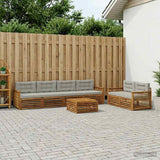 Set di divani da esterno 7 pcs Naturale e Grigio Chiaro