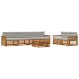 Set di divani da esterno 7 pcs Naturale e Grigio Chiaro