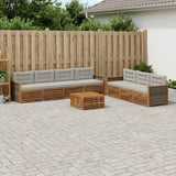 Set di divani da esterno 8 pcs Naturale e Grigio Chiaro