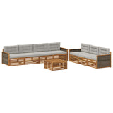 Set di divani da esterno 8 pcs Naturale e Grigio Chiaro