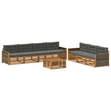Set di divani da esterno con cuscino 8 pcs Naturale e Antracite