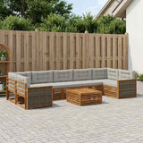 Set di divani da esterno 8 pcs Naturale e Grigio Chiaro