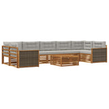 Set di divani da esterno 8 pcs Naturale e Grigio Chiaro
