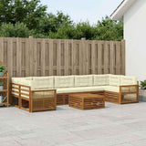 Set di divani da esterno con cuscino 8 pcs Naturale e Crema