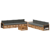 Set di divani da esterno con cuscino 9 pcs Naturale e Antracite