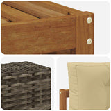 Set di divani da esterno 4 pcs Naturale e Beige Poliestere