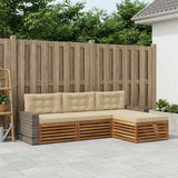Set di divani da esterno 4 pcs Naturale e Beige Poliestere