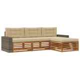 Set di divani da esterno 4 pcs Naturale e Beige Poliestere
