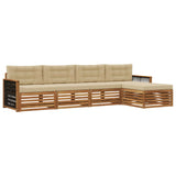 Set di divani da esterno con cuscino 5 pcs Naturale e Beige