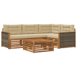 Set di divani da esterno con cuscino 5 pcs Naturale e Beige
