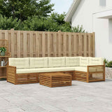 Set di divani da esterno con cuscino 6 pcs Naturale e Crema