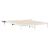 Letto con Tavolini Laterali Bianco 200 x 210 cm Pino massello