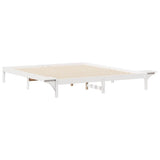 Letto con Tavolini Laterali Bianco 200 x 210 cm Pino massello