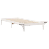 Letto con Tavolini Laterali Bianco 80 x 220 cm Pino massello