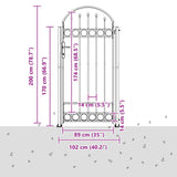 Cancello per recinzione Grigio 102 x 200 cm Acciaio