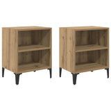 Armadio da Notte 2 pz Rovere artigianale 40 x 30 x 50 cm