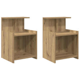 Armadio da Notte 2 pz Rovere artigianale 40 x 35 x 60 cm