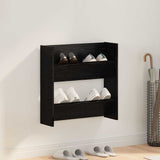 Mobile per scarpe Rovere Nero 60 x 18 x 60 cm Legno truciolato