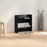 Mobile per scarpe Rovere Nero 60 x 18 x 60 cm Legno truciolato
