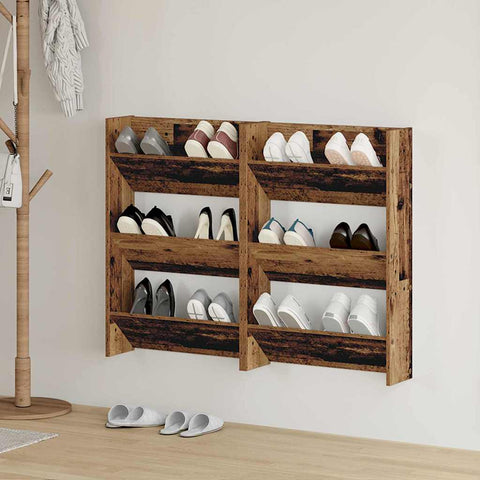 Armadio per scarpe da muro 2 pcs Legno vecchio 60 x 18 x 90 cm
