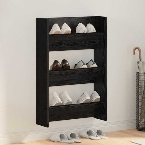 Armadio per scarpe da muro Rovere Nero 60 x 18 x 90 cm