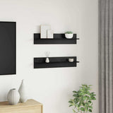 Scaffale da parete 2 pcs Rovere Nero 80 x 11,5 x 18 cm