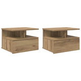 Comodino flottante 2 pz Rovere artigianale 40 x 31 x 28 cm