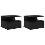 Comodino flottante 2 pcs Rovere Nero 40 x 31 x 28 cm