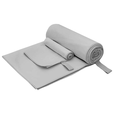 Set di Asciugamani Sportivi 2 pcs Grigio Tessuto