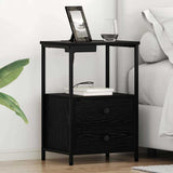 Armadio da Notte con cassetto 2 pcs Rovere Nero 40 x 31 x 60 cm