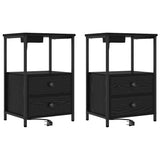 Armadio da Notte con cassetto 2 pcs Rovere Nero 40 x 31 x 60 cm