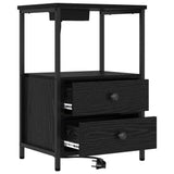 Armadio da Notte con cassetto 2 pcs Rovere Nero 40 x 31 x 60 cm