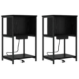 Armadio da Notte 2 pcs Rovere Nero 38 x 31 x 61 cm