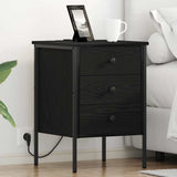 Armadio da Notte con cassetto 2 pcs Rovere Nero 42 x 41 x 61 cm