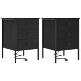 Armadio da Notte con cassetto 2 pcs Rovere Nero 42 x 41 x 61 cm