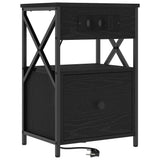 Armadio da Notte Rovere Nero 40 x 31 x 60 cm Legno truciolato