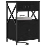 Armadio da Notte Rovere Nero 40 x 31 x 60 cm Legno truciolato
