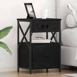 Armadio da Notte con cassetto 2 pcs Rovere Nero 40 x 31 x 60 cm