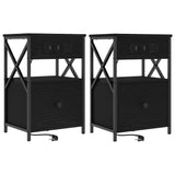 Armadio da Notte con cassetto 2 pcs Rovere Nero 40 x 31 x 60 cm
